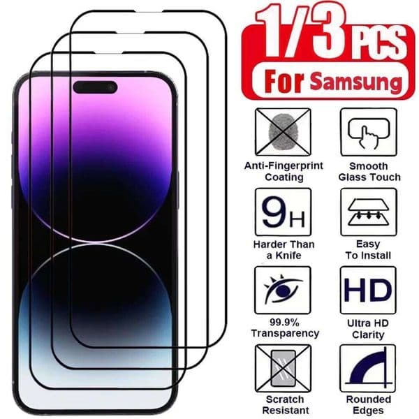 Tempered Samsung S25 S24 Ultra S23 FE Protective Glass For A56 A16 A55 A07 A26 A54 A53 A35 A73 A17 Screen Protector