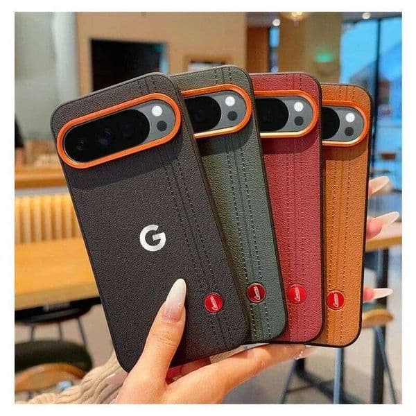 Luxury Dual-line Leica Light Vegan Leather Hard PC Anti-Drop Phone Shell For Google Pixel 10A 10 Pro XL Shockproof Protect Cover