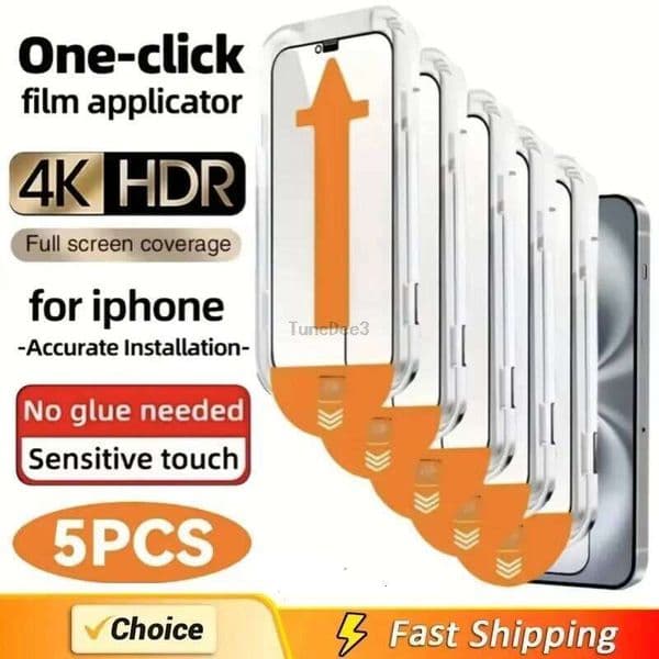 Dust Free Installation Screen Protector For iPhone 17 16 15 13 12 11 14 Pro Max 8 7 Plus 16e Air Mini XR X SE Tempered Glass