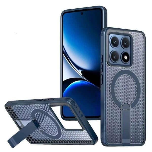 Premium Mesh Heat Dissipation Magnetic Holder Case For Redmi 14 5G Note 13 Pro 4G Armor Shockproof Protective Cover