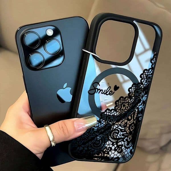 Fashionable lace Smile Clear Case iPhone 17 16 11 12 Pro Max 13 14 15 Plus Cases For Magsafe Wireless Charing Drop Coque
