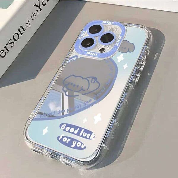 Korean Couple Hearts Air Cushion Mirror Phone Case For iPhone 17 15 14 16 Max 13 12 11 Pro XR XS 7 8 Plus 17Air Puppy Cover