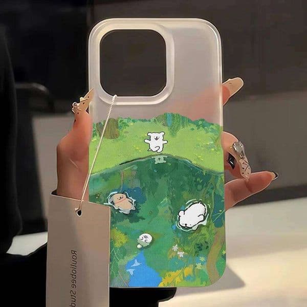 Cute Dog Cartoon Puppy Phone For Case iPhone 11 14 Pro Max 13 12 Mini 15 Plus Transparent Cover Soft Funda