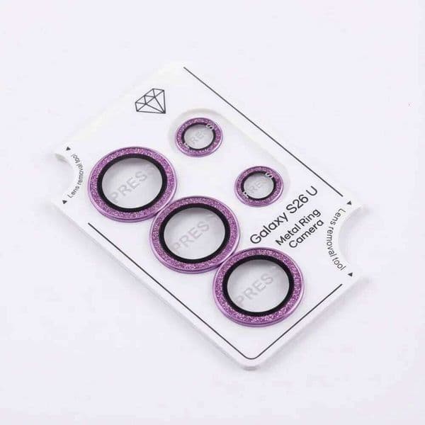 Glitter Bling Rear Camera Protection Flim For Samsung S26 Ultra Plus Edge S25 S24 S23 HD Lens Metal Ring Tempered Glass Film Cap
