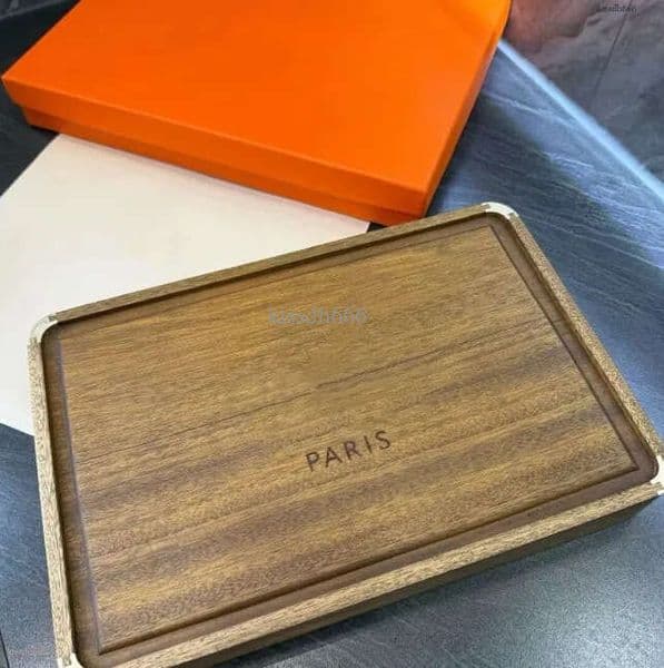 Orange Leather Elegant Black Walnut Tray Designer Jewelry Storage Tray Premium Wooden Jewelry Box Storage Tray - Luxury Storage for Valuable Items