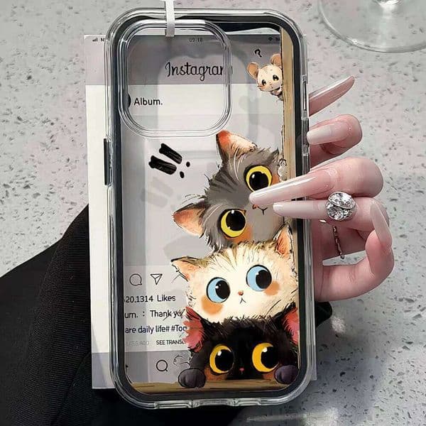 Amiable Funny Cat Cute Clear Phone For iPhone 13 16 15 11 12 14 Pro Max 17 Air XR X Case Silicone Soft Shockproof Cover