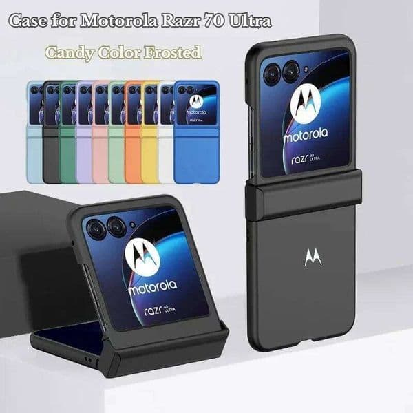 Luxury Pure Color Skin Feel PC Flip Case for Motorola 70Ultra 60 50 Razr Ultra 2026 2025 Plus 2024 Hinge Full-Protect Cover