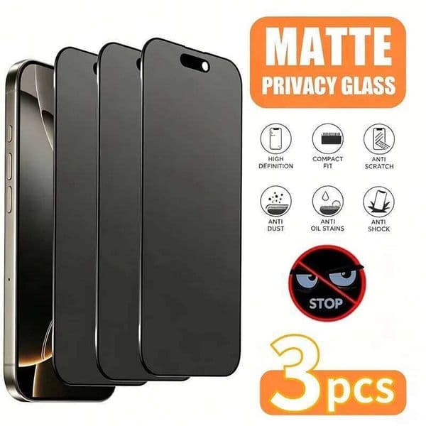 3PCS Matte Privacy Screen Protector For iPhone 17 Air 16 13 14 11 12 15 Pro Max 7 8 Plus SE X XR XS Anti-peeping Film