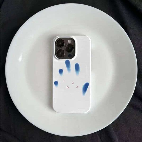 Ins Art Blue Finger Simple Text Phone Case For iPhone 17Air 17 16 15 14 13 12 11 Pro Max 7 8 Plus Mini X XR XS Sweet Y2K Cover