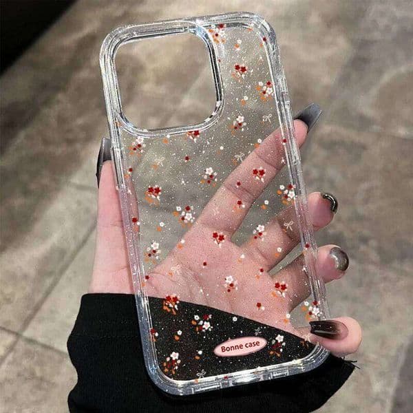 17 16 15 14 13 12 11 Pro Max Air Case Cute Small Floral Pattern Glitter Cover For iPhone XS XR X 7 8 Plus 17E Fundas