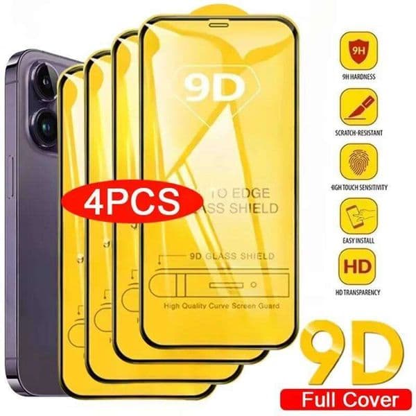 9D Full Cover Tempered Glass For iPhone 15 16 17 13 14 11 12 Pro Mini Air 16e SE 6 7 8 Plus XR X XS Max Screen Protector