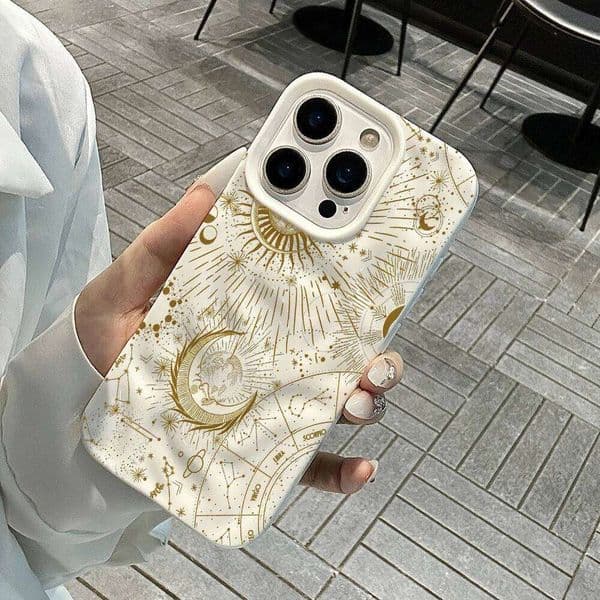 Creative Star Moon Artistic Phone Case For iPhone 17 16 15 13 12 11 Pro Max 14 Plus 17Air Wrinkle Wave Soft Silicone Cover