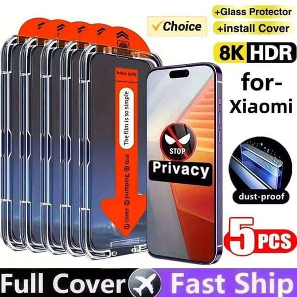 Dust Free Installation Privacy Screen Protector For Xiaomi 15T 14T 13T 12T 11T 17 Pro Max Mi 12 11 10T Lite Anti-spy Glass