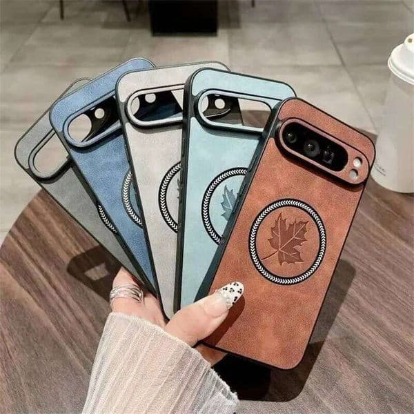Luxury Retro Maple Leaf Pattern PU Leather Case For Google Pixel 10A 10 9 XL 8 7 Pro for Magsafe Full-pack Shockproof Cover