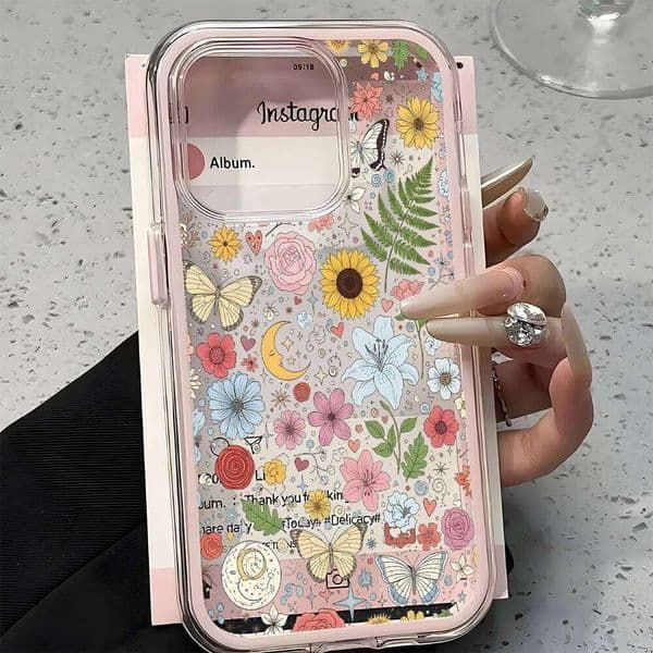 Floral And Butterfly Collage 2in1 Clear Case For Samsung Galaxy S26 Ultra S25 S23 FE S24 S22 Plus A57 A37 A54 A36 A35 A16 Cover