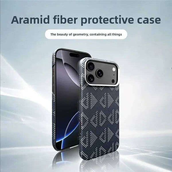 True Aramid Carbon Fiber Pattern Business Phone Case IPhone 17 Pro Max Air Enhanced For MagSafe Ring Holder Protective Cover