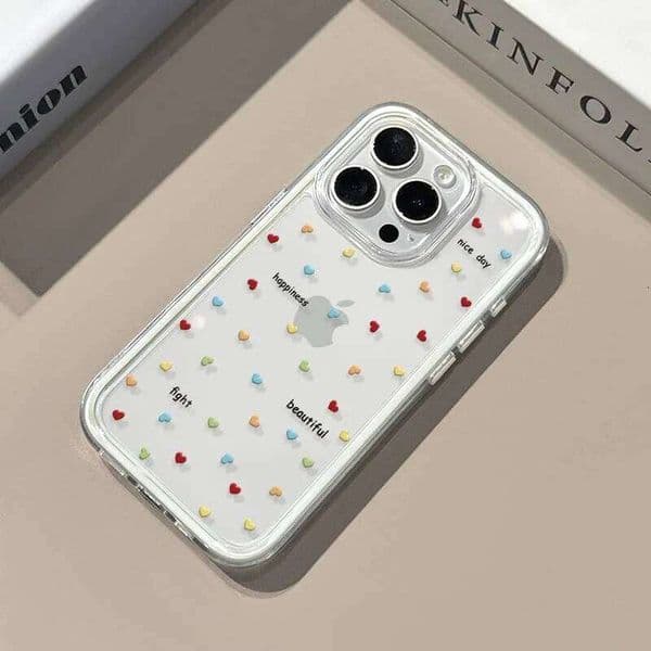 Colorful heart-shaped polka dots Clear Phone For iPhone Max Case 15 14 13 12 11 Pro 17 Air X XS XR 16 Plus Cover