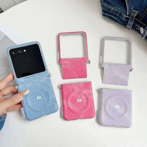 Fashion Denim Fabric Texture Flip Case For Motorola Razr 70 60 50 Ultra 2026 2025 2024 Magnetic Shockproof Protector Cover