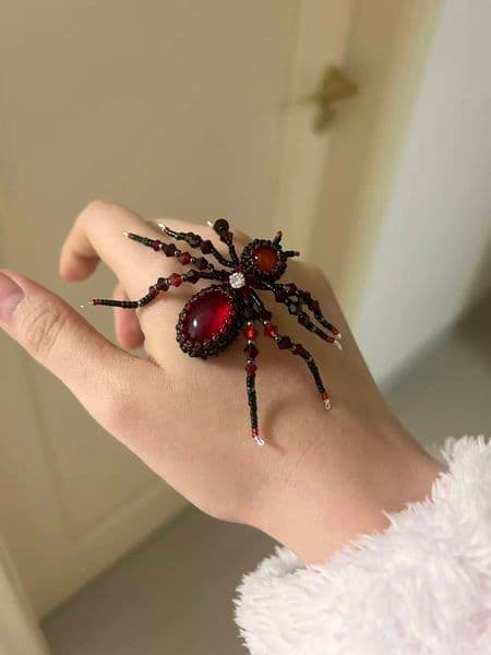 Moonlit Thread Beads Handmade Beaded Jewelry Spider