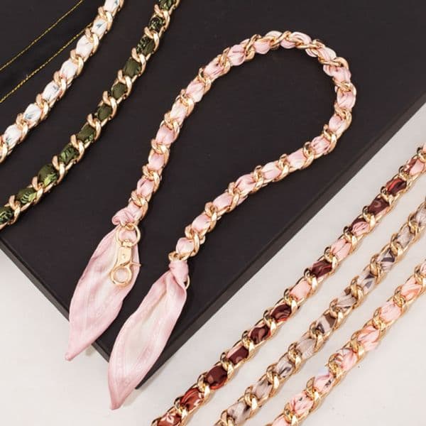 Shoulder Replacement Bag Chain Silk Scarf Woven Decorative Bag Belt Metal Bag Chain Long Simple Bag Extension Chain accessories
