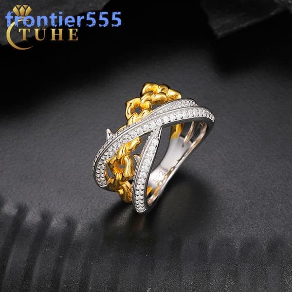 Factory Wholesale Price Punk Style 925 Sterling Silver Moissanite Thorns Ring Iced Out Diamond Prick Ring for Men