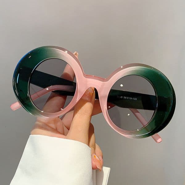 New Fashion Style Color-Block Round Frame Personality Designer Sunglasses Simple Trend UV Protection Sunglasses