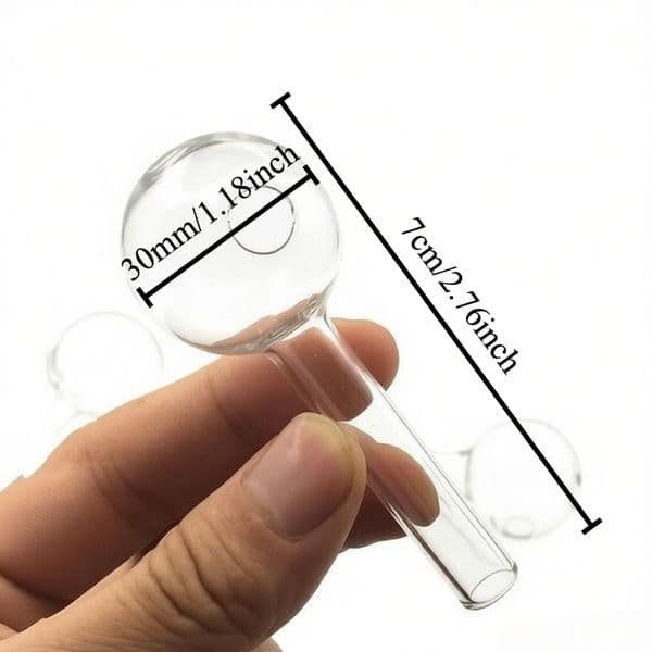 Wholesale Mini Transparent 7cm Glass Smoking Oil Burner Pipes Smoke Straight Tube Pipe Water Hand Nail Tips with big 30mm ball