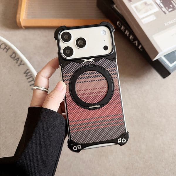 iPhone 15 Pro Max Compatible Fastand Metallic Frame with Unique Fiberglass Design - Supports Seamless Apple MagSafe Accessories Integration