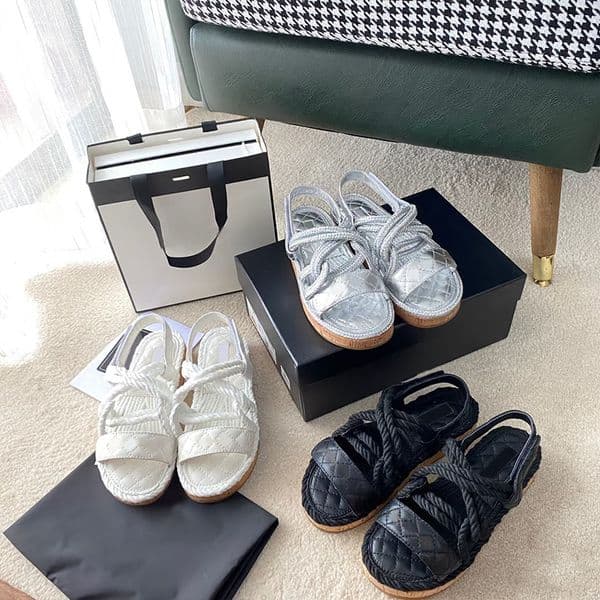 Women Rope Sandals Designer Slipper Flat Platform Sandal Outdoor Beach Flip Flops Leather Printed Lace-up Casual Shoes 331