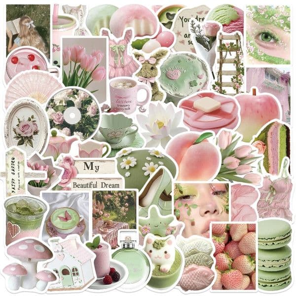 50 early summer girl dream graffiti stickers decorative DIY handbook stationery luggage notes waterproof stickers