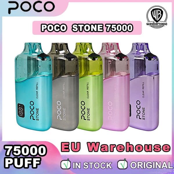 POCO STONE 75000 Puff Disposable Vape EU Warehouse 40ML 2 Percent Nicotine Rechargeable Adjustable Airflow 650mAh Wholesale