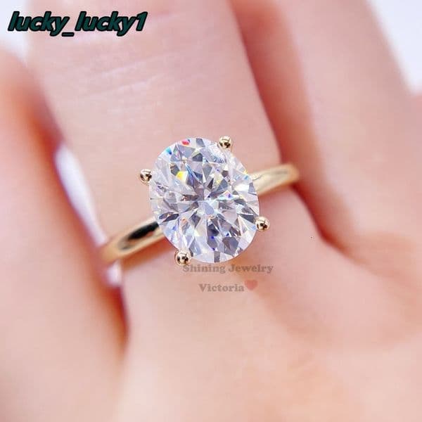 GRA Certificated Wedding Jewelry 10K Solid Gold Engagement Ring Moissanite Oval Cut