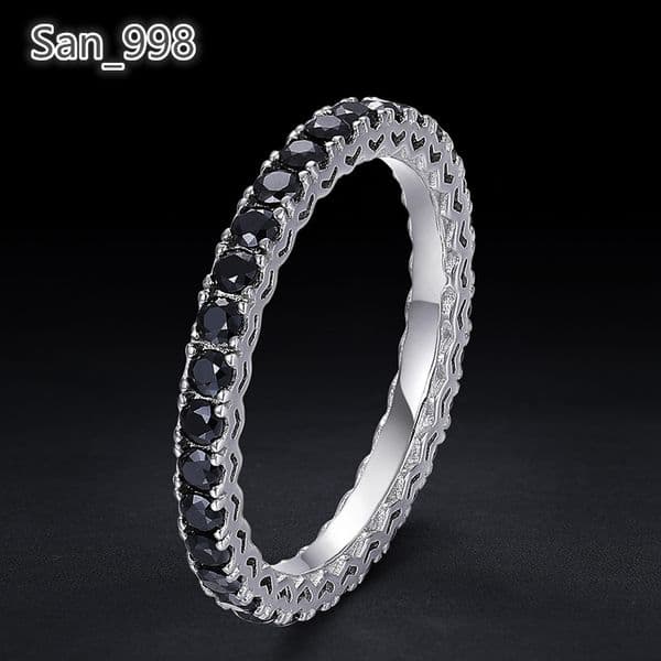 Wholesale Fine Jewelry Dainty 245mm 925 Sterling Silver 1 Row Black D Color VVS Moissanite Diamond Tennis Band Ring