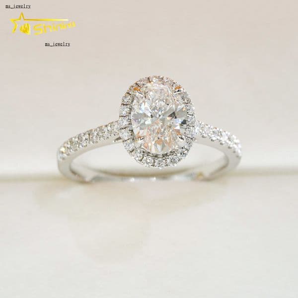 Fine Jewelry 14K Solid White Gold 101CT Oval Cut E VVS2 IGI Lab Grown Diamonds Engagement Rings in Stock with Certificate