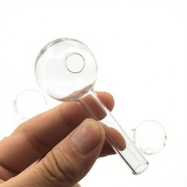 Wholesale Thick heady Mini Transparent 7cm Glass Smoking Oil Burner Pipes Smoke Straight Tube Pipe Water Hand Nail Tips with big 30mm ball