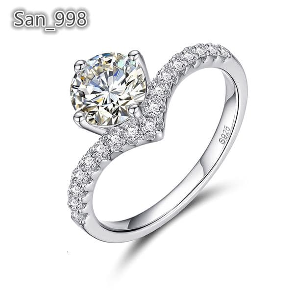 TUHE 2022 Fashion Style 10ct VVS D Moissanite 925 Sterling Silver White Gold Plated Engagement Ring