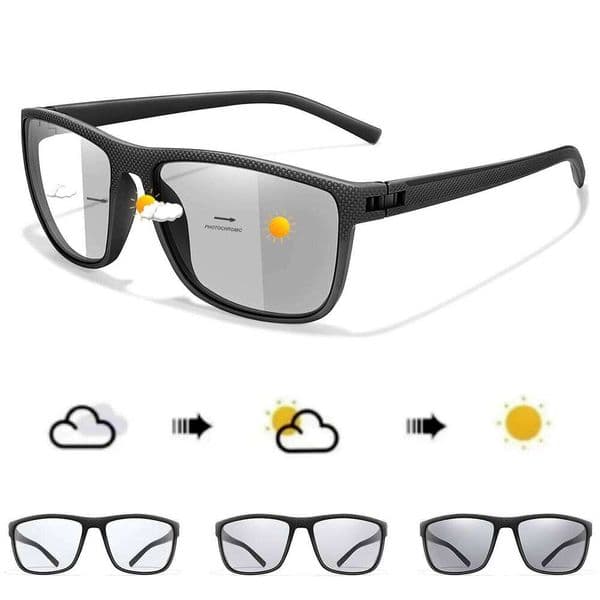 Men Women Fashion Photochromic Anti-glare Sunglasses Classic Square Driving Outdoor Sports Cycling Running Eyewear