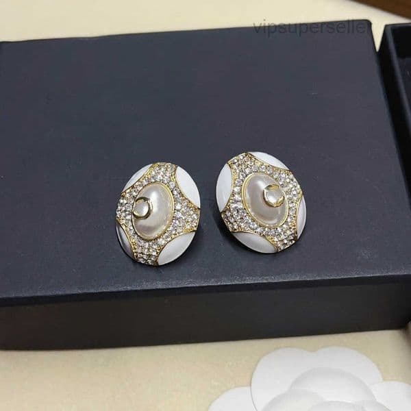 and Elegant White Enamel Rhinestone Earrings with Gold Tone Accents Sophisticated Jewelry for Womens Suitable for Formal Casual Occasions