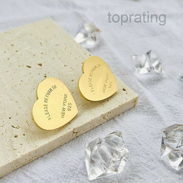 316L Stainless Steel high mirror small heart letter stud Earring 18k rose Gold Silver studs Earrings Women men Wedding Party love Jewelry never fade