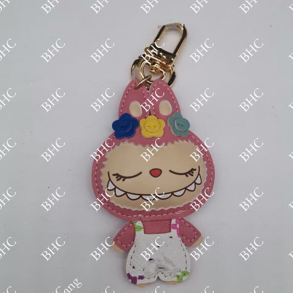Labubu Co-branded Keychain Leather Metal Keychain Pendant Doll Cartoon Couple Keychain Bag Hanging Holiday Gift