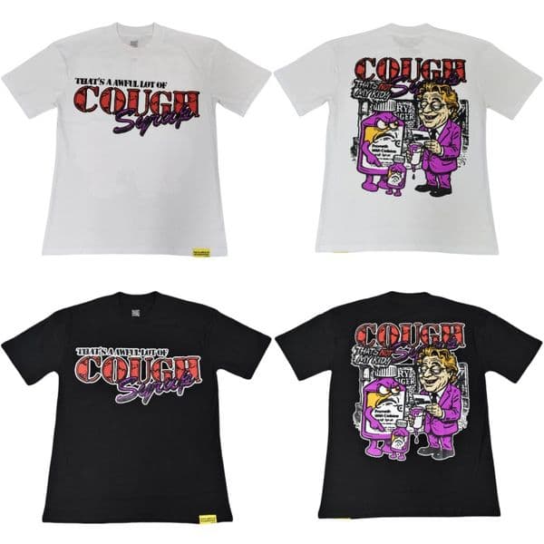 THAT'S A AWFUL LOT OF COUGH SYRUP Cartoon Print T-Shirt for Men, American Trendy Casual Short Sleeve Tee Summer Tops