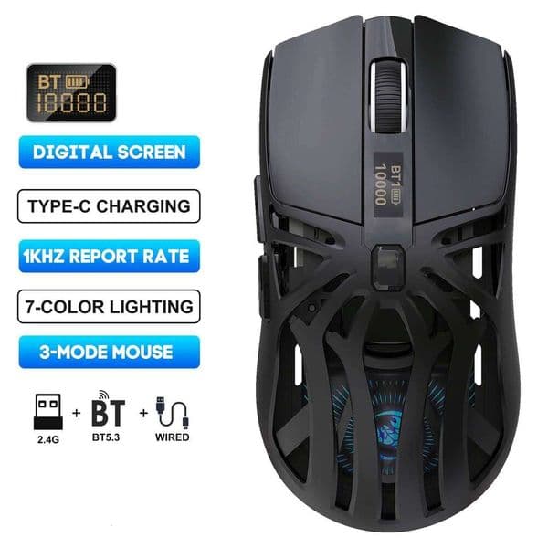 HXSJ T400 3-mode wireless optical 1000HZ lightweight 500mAh rechargeable USB-type C Gaming office mouse for pc laptop