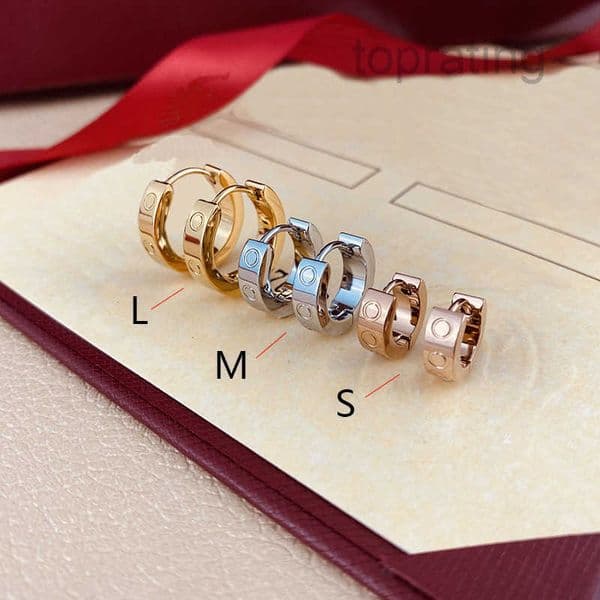 High simple fashion Gold diamond stud earrings for women men Titanium steel love earring exquisite daily outfit classic Earrings