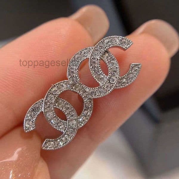 Stud diamond women mini silver-plated designer double letter crystal water diamond earrings jewelry