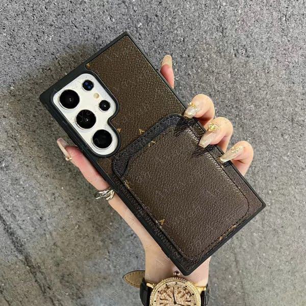 Brand Floral Phone Case for Samsung S26 S25 Galaxy S24 Ultra 5G S23 S22 Leather Protect Card Slot Pocket Leather Designer Cover iPhone 17 Pro Max Air 16 Plus 15 14 13 12 11