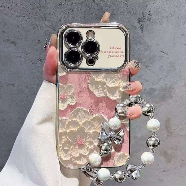 Pink oil painting floral suitable for Apple iPhone 17, Huawei Pura 80, personalized full-cover anti-drop protective case