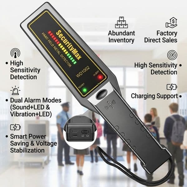 Airport Security Grade HDW1002: Lightweight & Sensitive Hand-held Metal Scanner