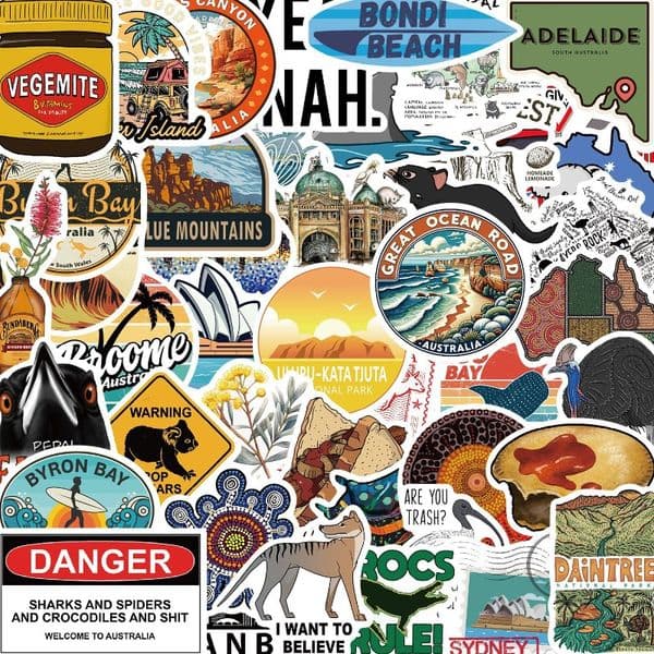50 cross-border new Australian graffiti hand account stickers DIY decorative stationery notes waterproof stickers