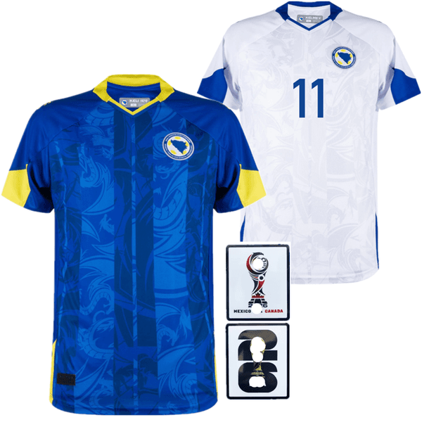 2026 World Cup Jersey - Fudbalski Savez Bosne i Hercegovine Football Jersey - Men's Fan Edition Bosnia and Herzegovina Home and Away Jerseys