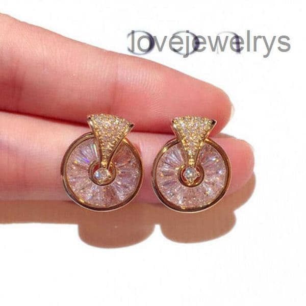 earrings stud jewelry crystal rotable circle round earring for women hot fashion free of shipping